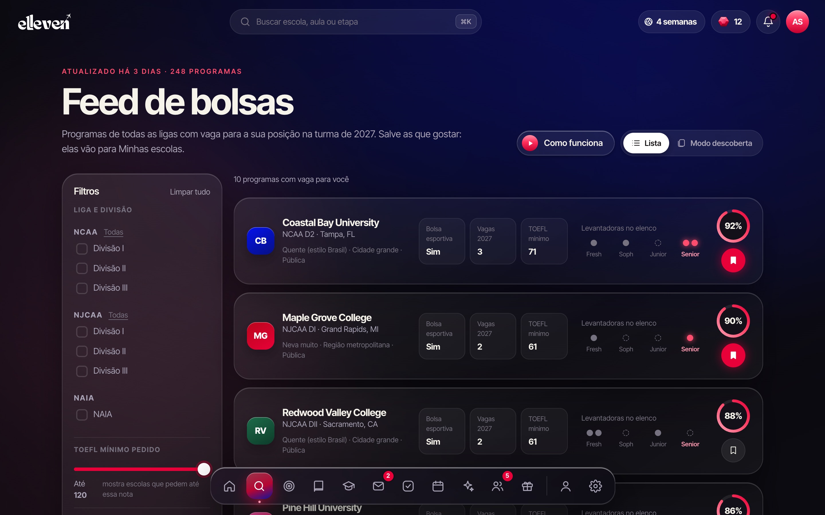 Feed de oportunidades da Elleven